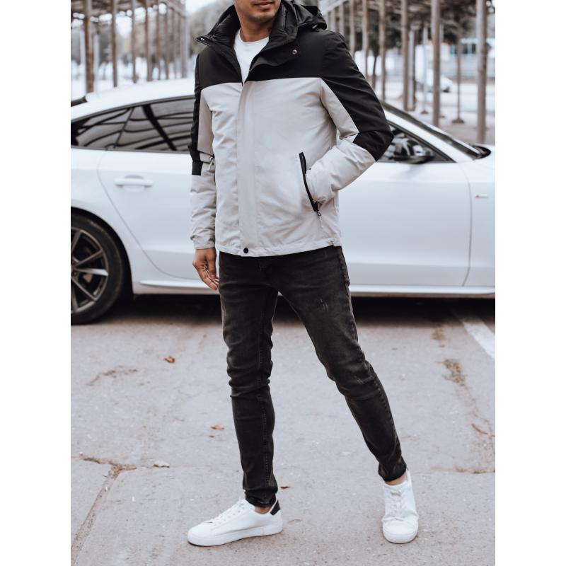 Férfi kapucnis átmeneti dzseki szürke