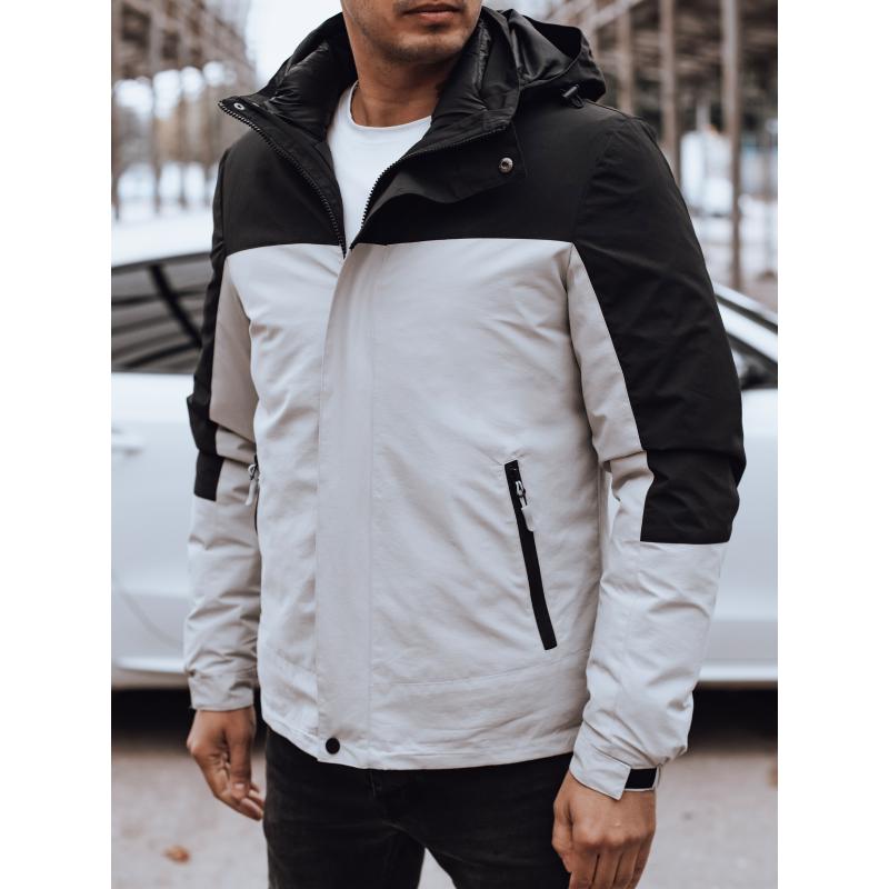 Férfi kapucnis átmeneti dzseki szürke