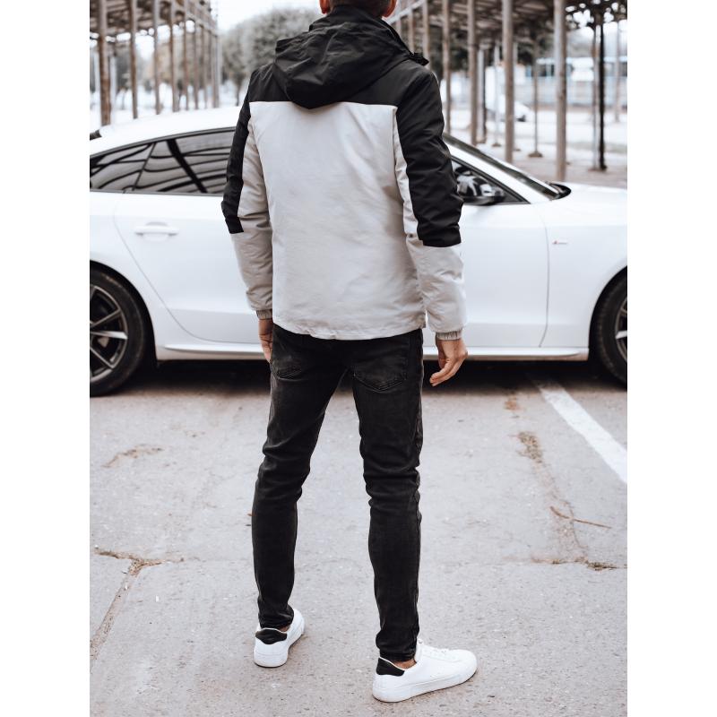 Férfi kapucnis átmeneti dzseki szürke