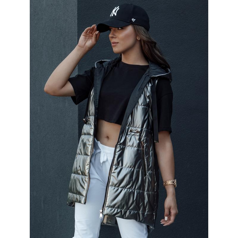 Dámská prošívaná vesta PIXIECODE tmavě šedá