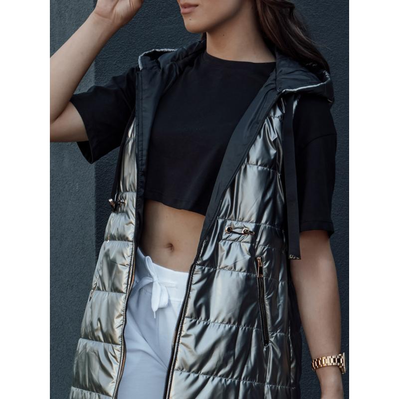 Dámská prošívaná vesta PIXIECODE tmavě šedá