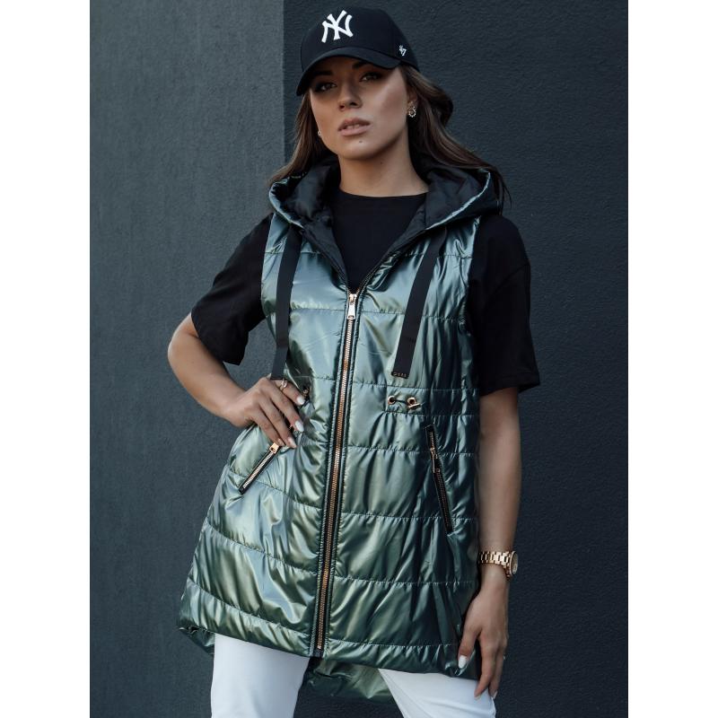 Női PIXIECODE steppelt mellény sötétzöld