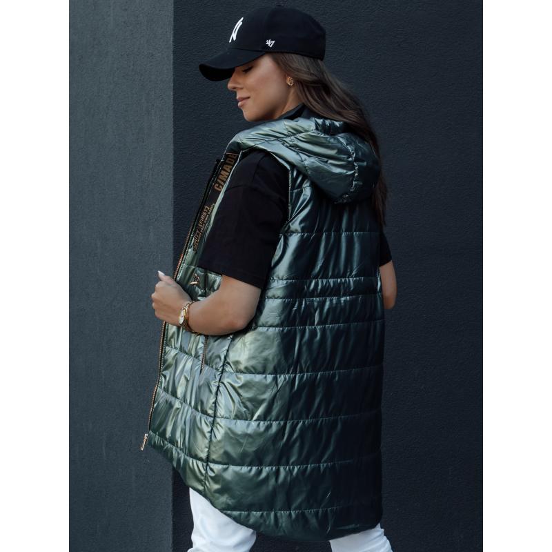 Női PIXIECODE steppelt mellény sötétzöld