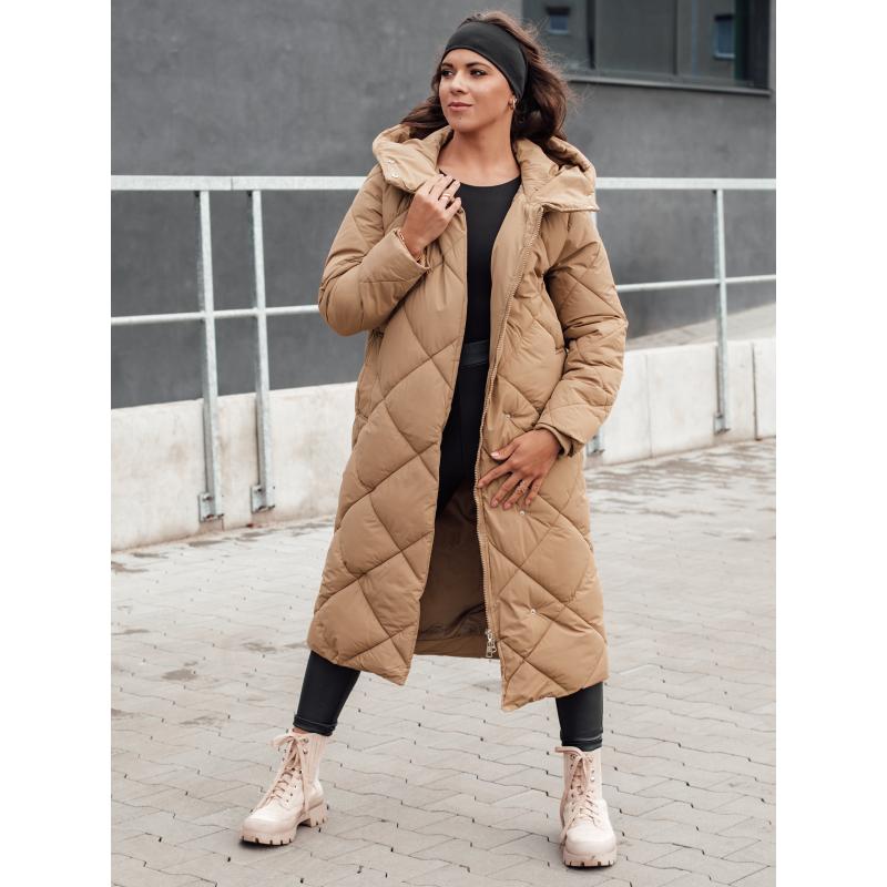 Dámská prošívaná zimní bunda s kapucí FEMACOAT béžová