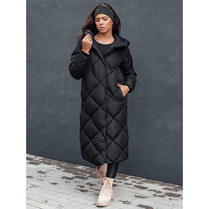 Dámska prešívaná zimná bunda s kapucňou FEMACOAT čierna