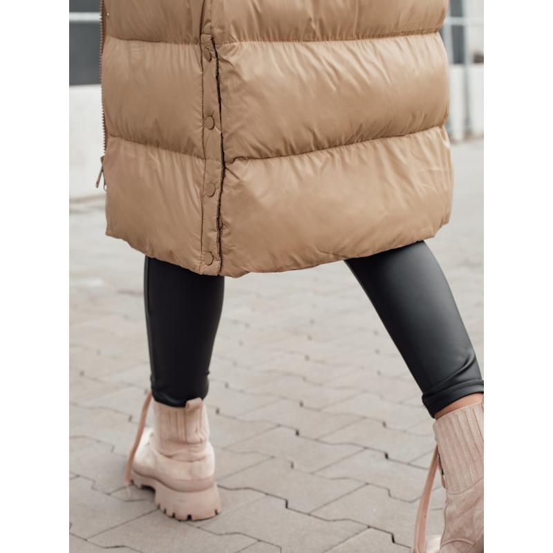 Dámska zimná prešívaná bunda s kožušinou STYLEBELLA béžová