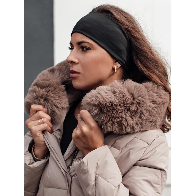 Dámský prošívaný zimní kabát s kapucí ELENESS béžový