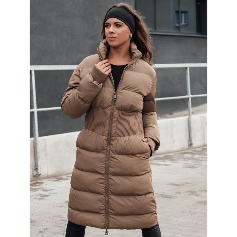 Dámská zimní dlouhá prošívaná bunda FABWARM béžová