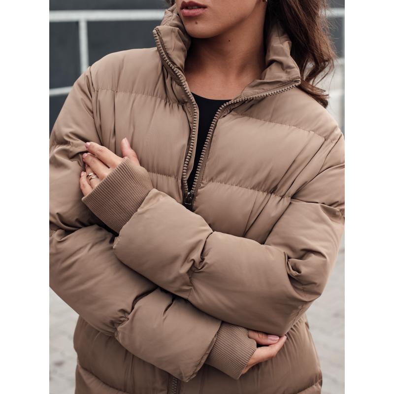 Dámská zimní dlouhá prošívaná bunda FABWARM béžová