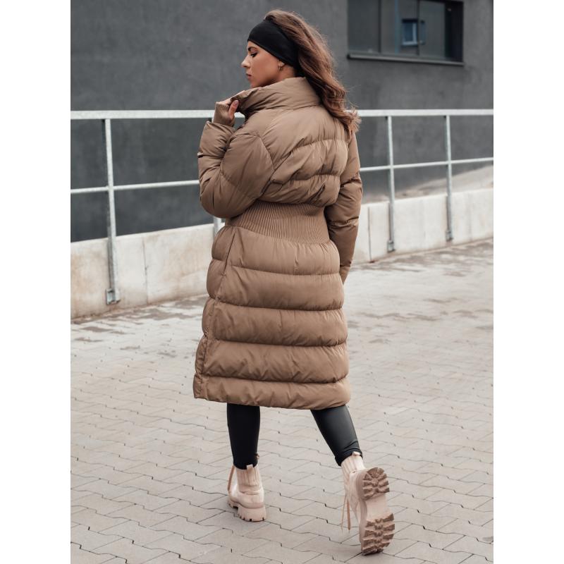 Dámská zimní dlouhá prošívaná bunda FABWARM béžová