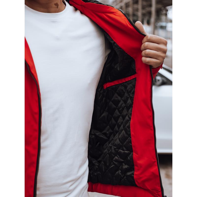 Pánská přechodová bunda s kapucí červená