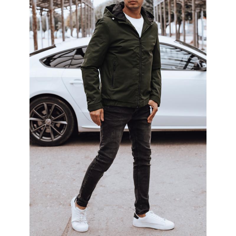 Férfi kapucnis átmeneti kabát zöld