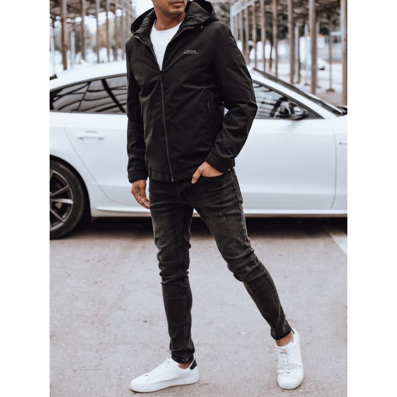 Férfi kapucnis átmeneti dzseki fekete