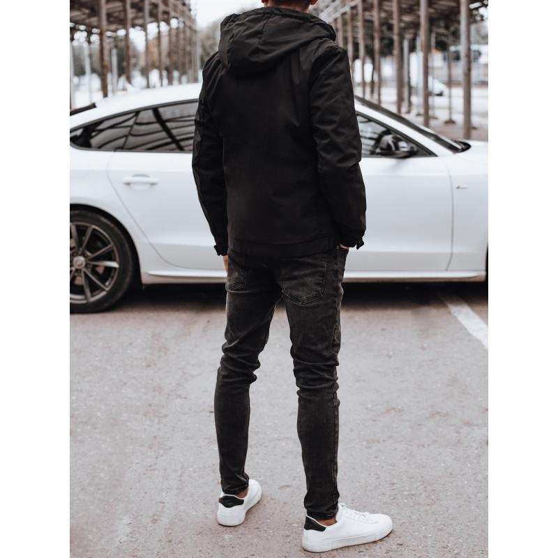 Férfi kapucnis átmeneti dzseki fekete