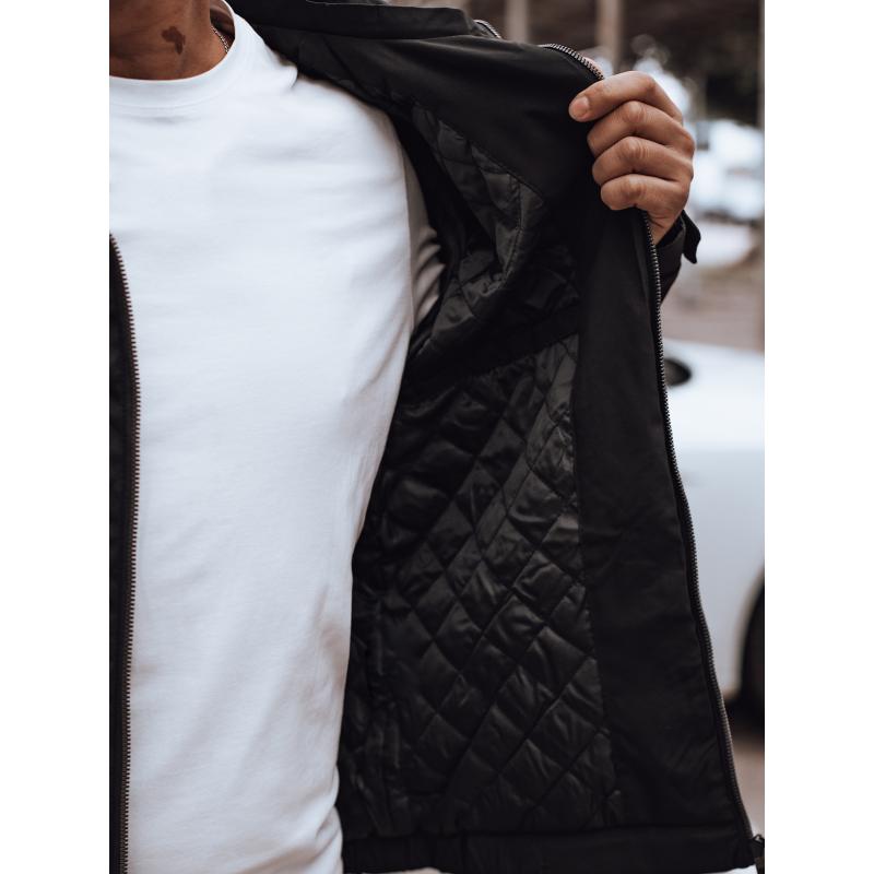 Férfi kapucnis átmeneti dzseki fekete