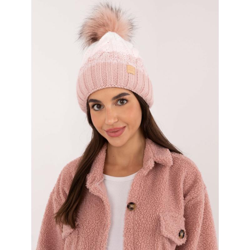 Női gyapjúval bélelt sapka RUE PARIS világos rózsaszínű