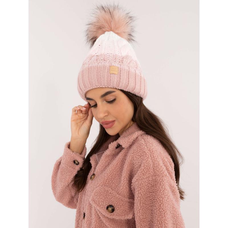 Női gyapjúval bélelt sapka RUE PARIS világos rózsaszínű