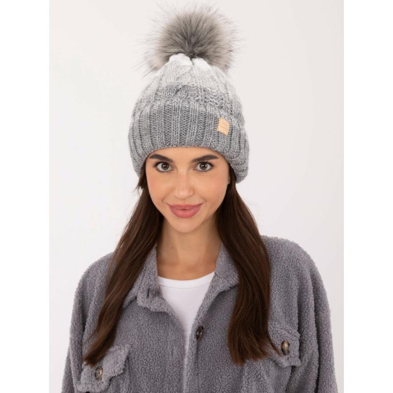 Dámská čepice pletená zimní RUE PARIS šedá