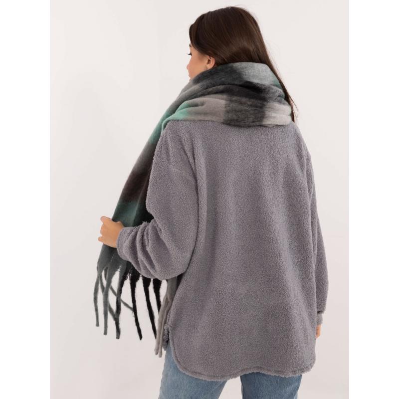 Dámsky šál so strapcami čierno-sivý