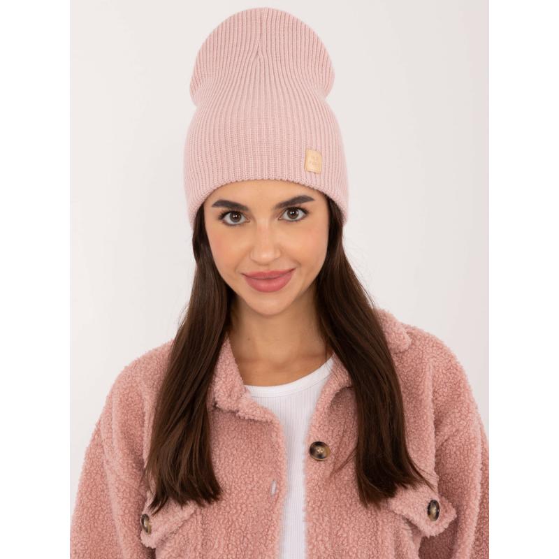 Női téli kötött sapka RUE PARIS világos rózsaszínű