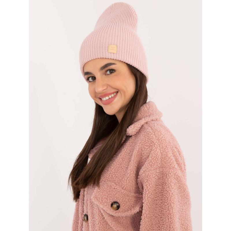 Női téli kötött sapka RUE PARIS világos rózsaszínű