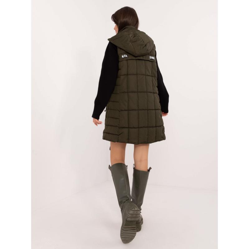 Dámská vesta s kapsami na zip khaki 