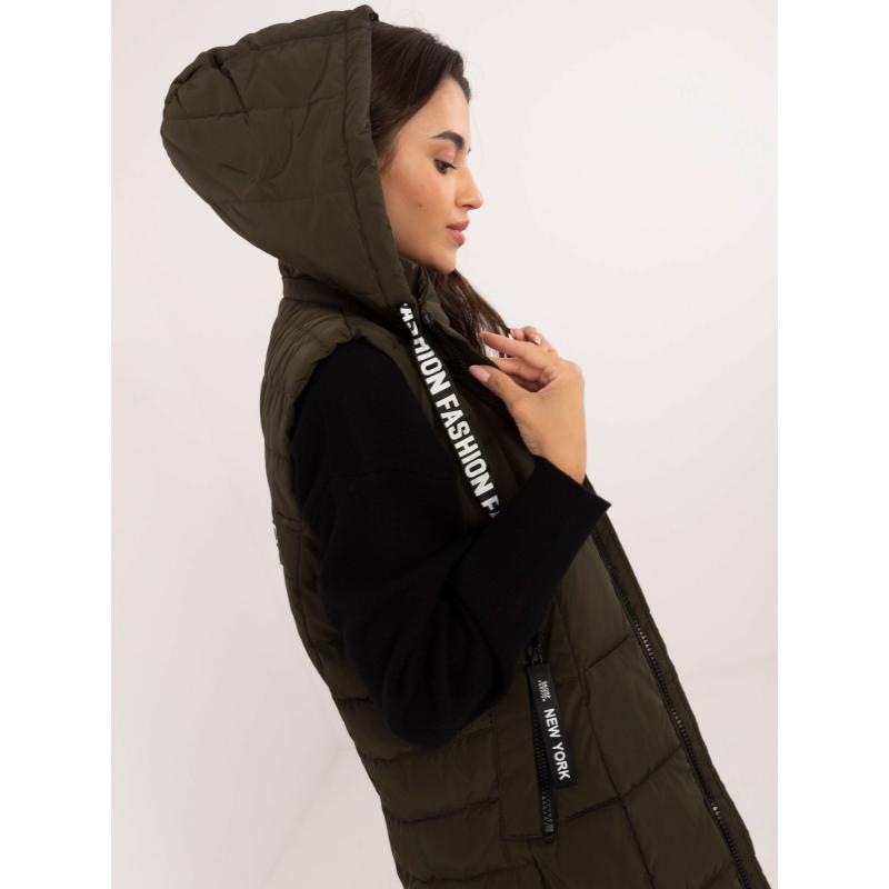 Dámská vesta s kapsami na zip khaki 