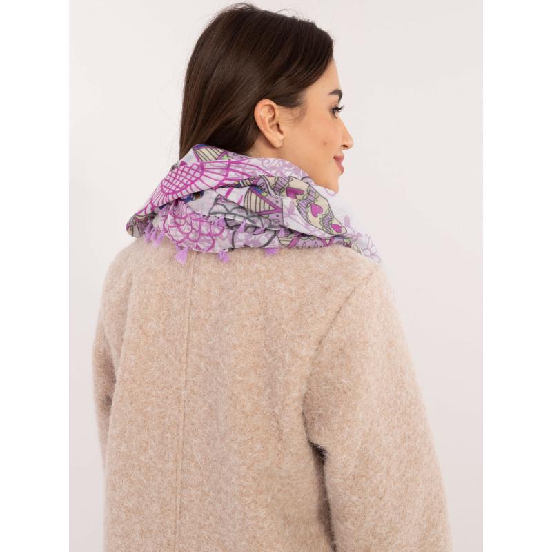 Női mintás sál lila-ecru színben