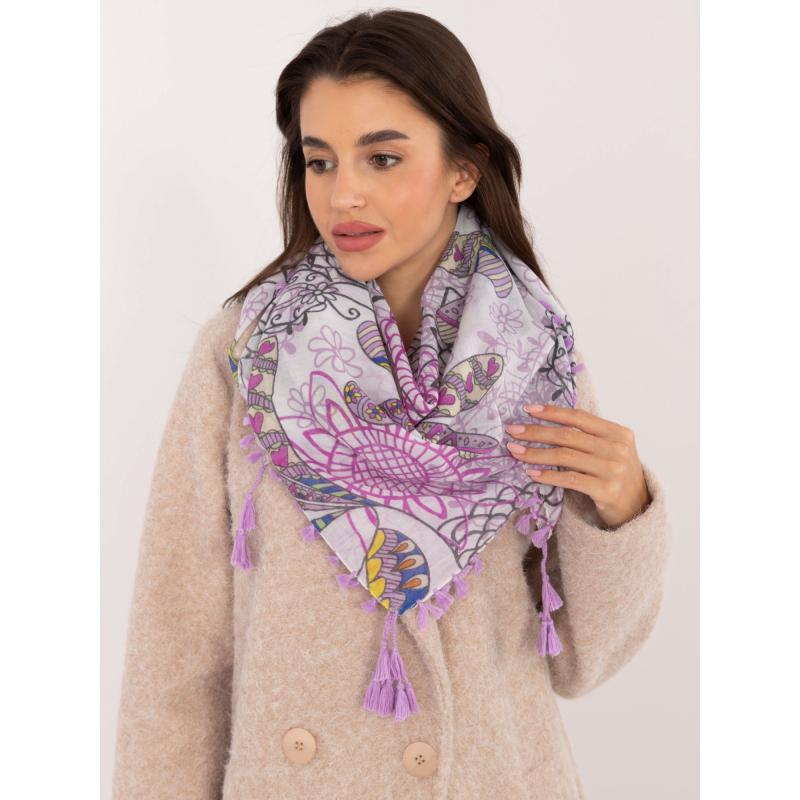 Női mintás sál lila-ecru színben