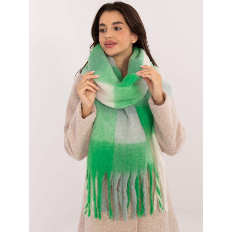 Női rojtos sál zöld-szürke