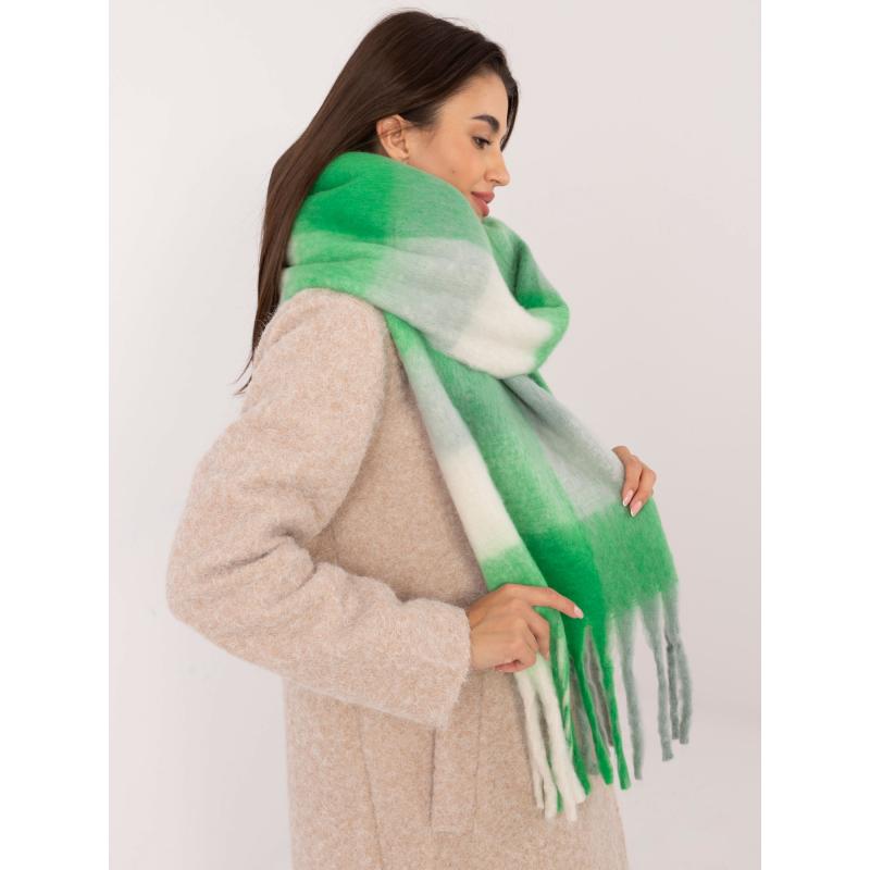 Női rojtos sál zöld-szürke