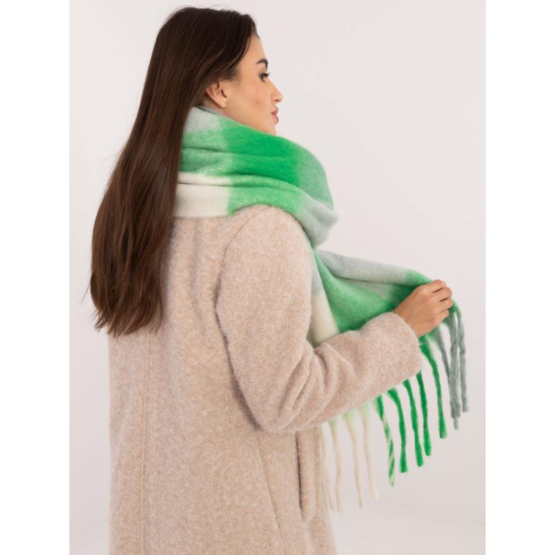 Női rojtos sál zöld-szürke