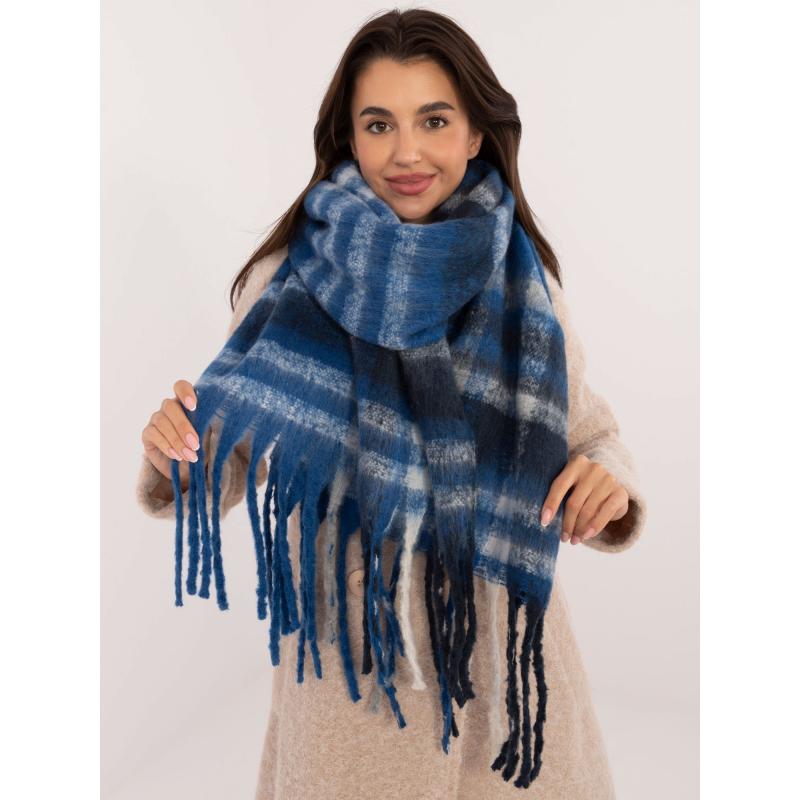 Dámský šál kostkovaný tmavě modrý