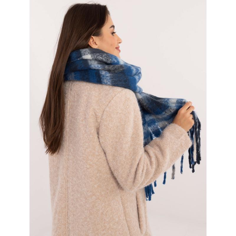 Dámský šál kostkovaný tmavě modrý