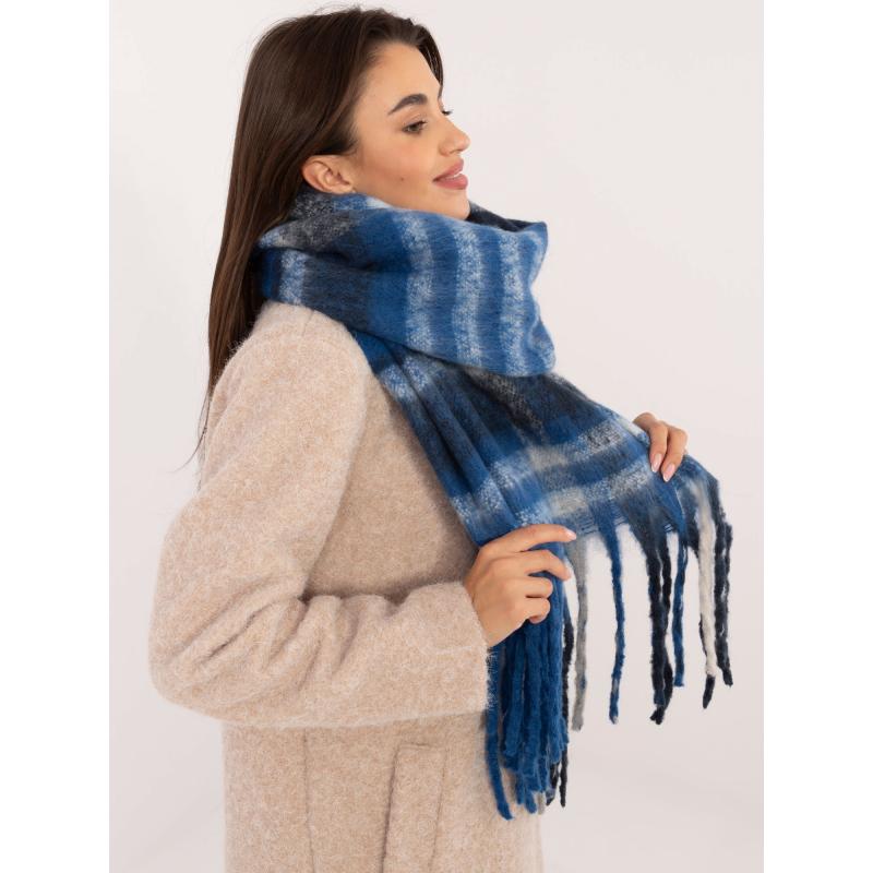 Dámský šál kostkovaný tmavě modrý