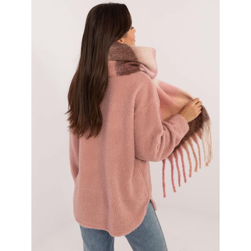 Női meleg kockás sál rózsaszín és barna