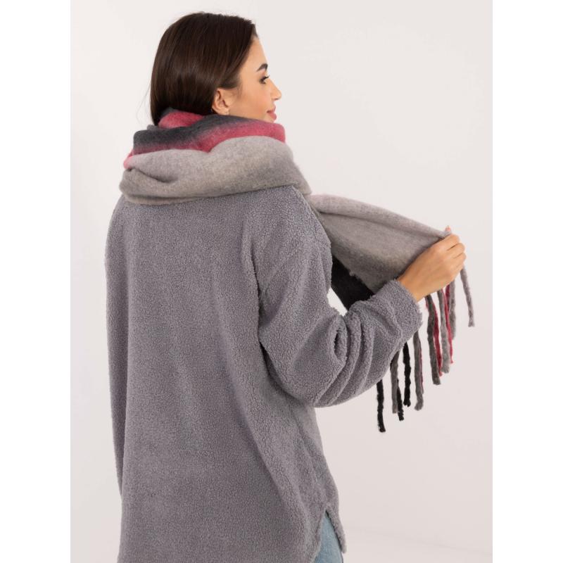 Női téli sál rojtos szürkéskékkel