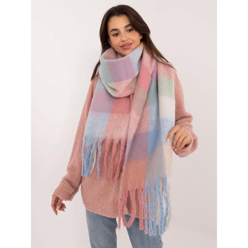 Dámská šála kostkovaná modro-růžová