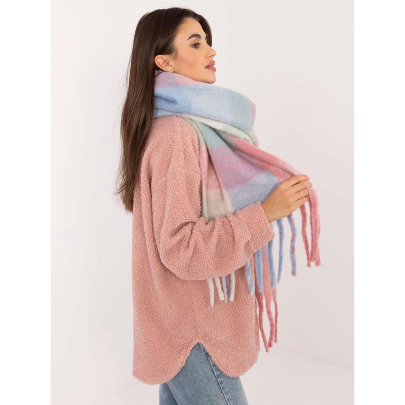 Dámská šála kostkovaná modro-růžová