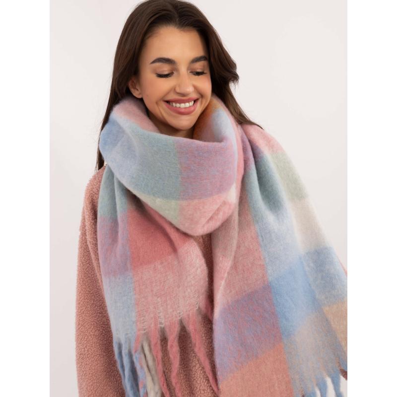 Dámská šála kostkovaná modro-růžová