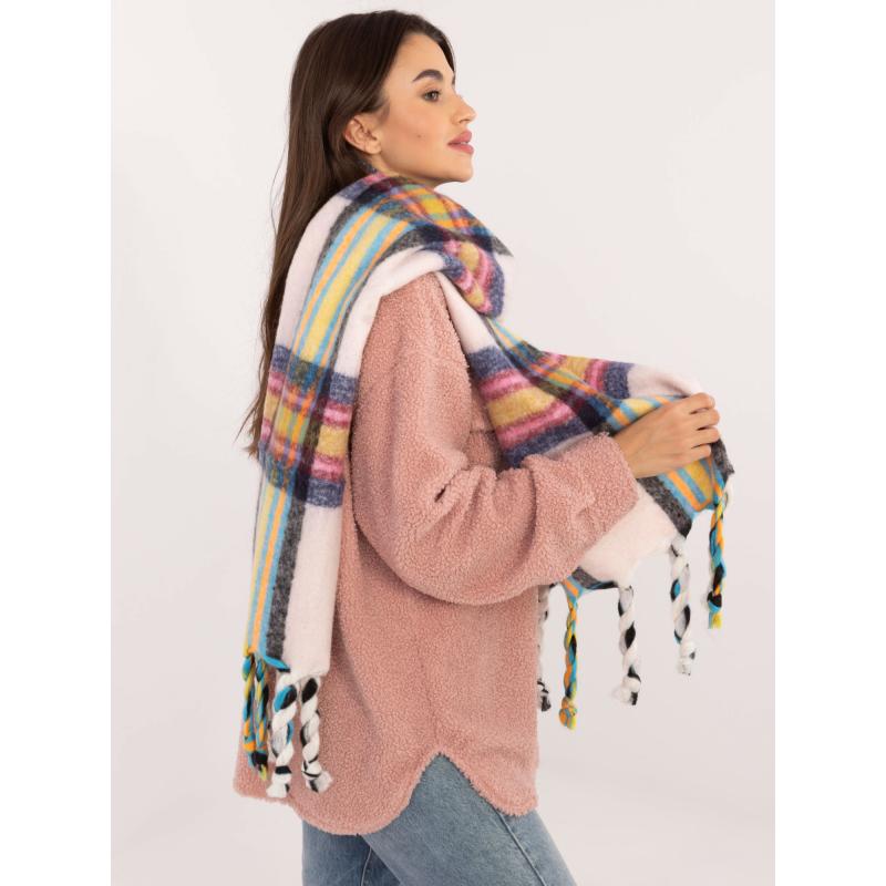 Dámská šála kostkovaná světle růžová  