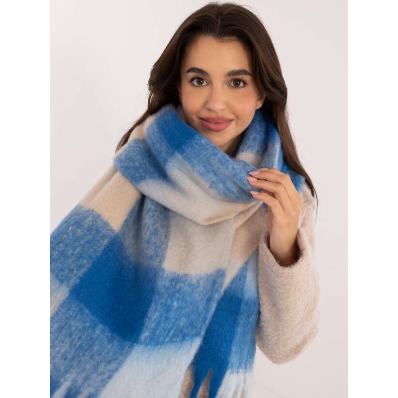 Dámská šála kostkovaná modrobéžová 
