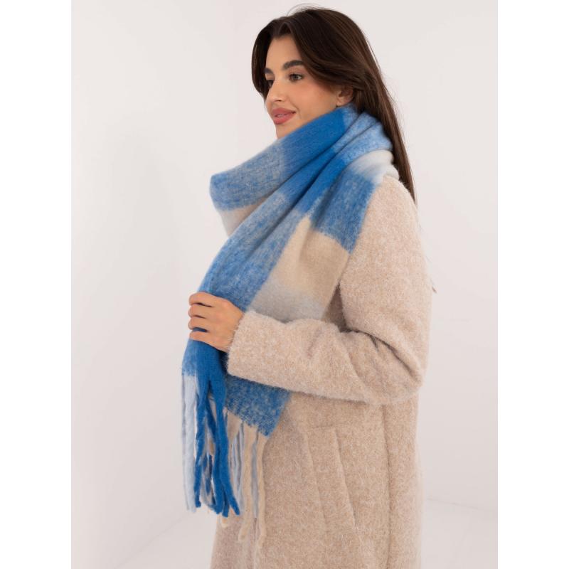 Dámská šála kostkovaná modrobéžová 