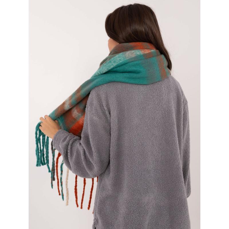 Női rojtos sál zöld-narancssárga