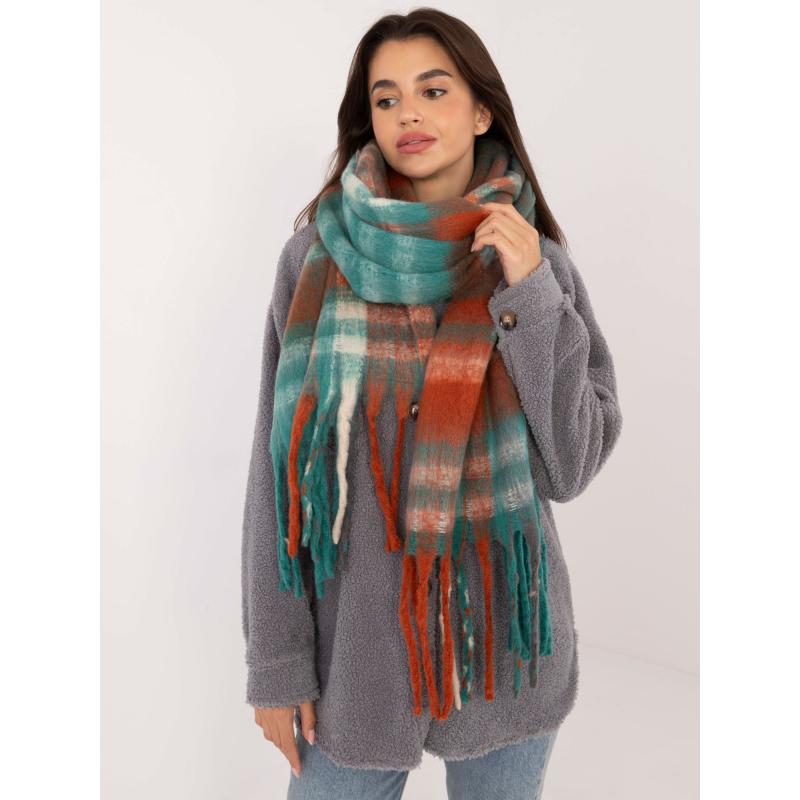 Női rojtos sál zöld-narancssárga