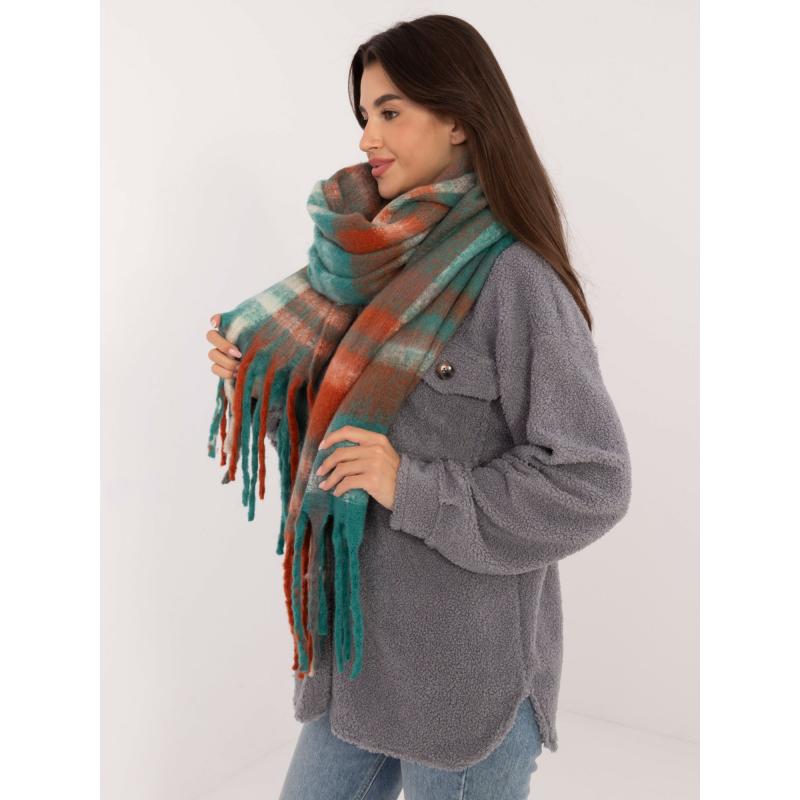 Női rojtos sál zöld-narancssárga