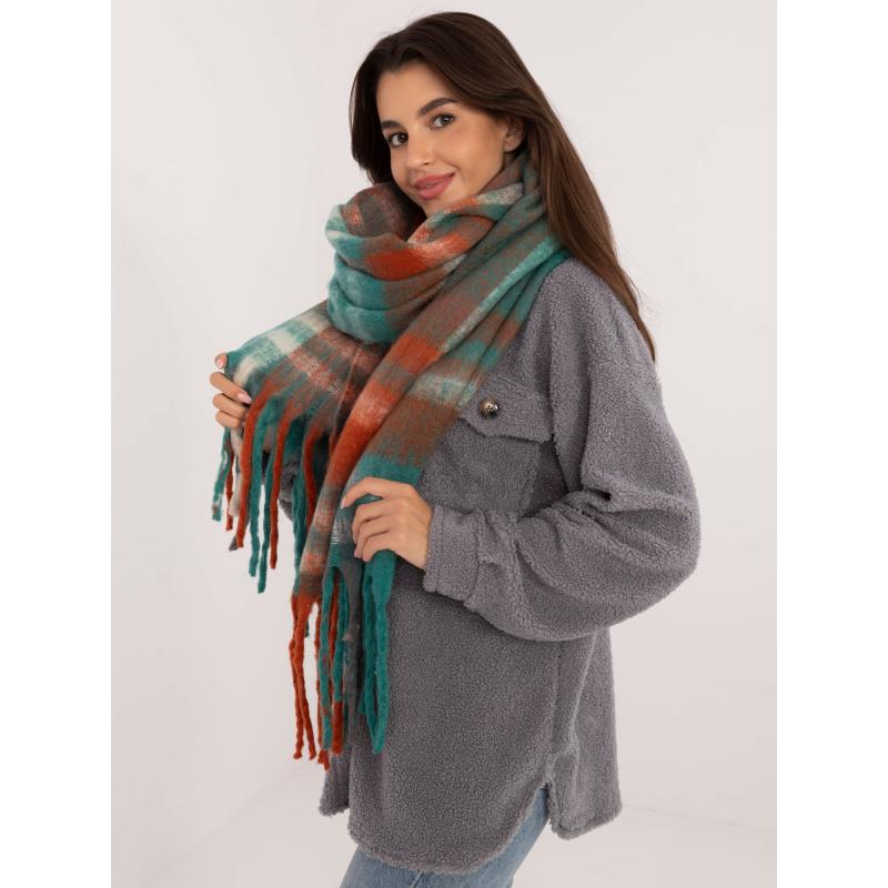 Női rojtos sál zöld-narancssárga