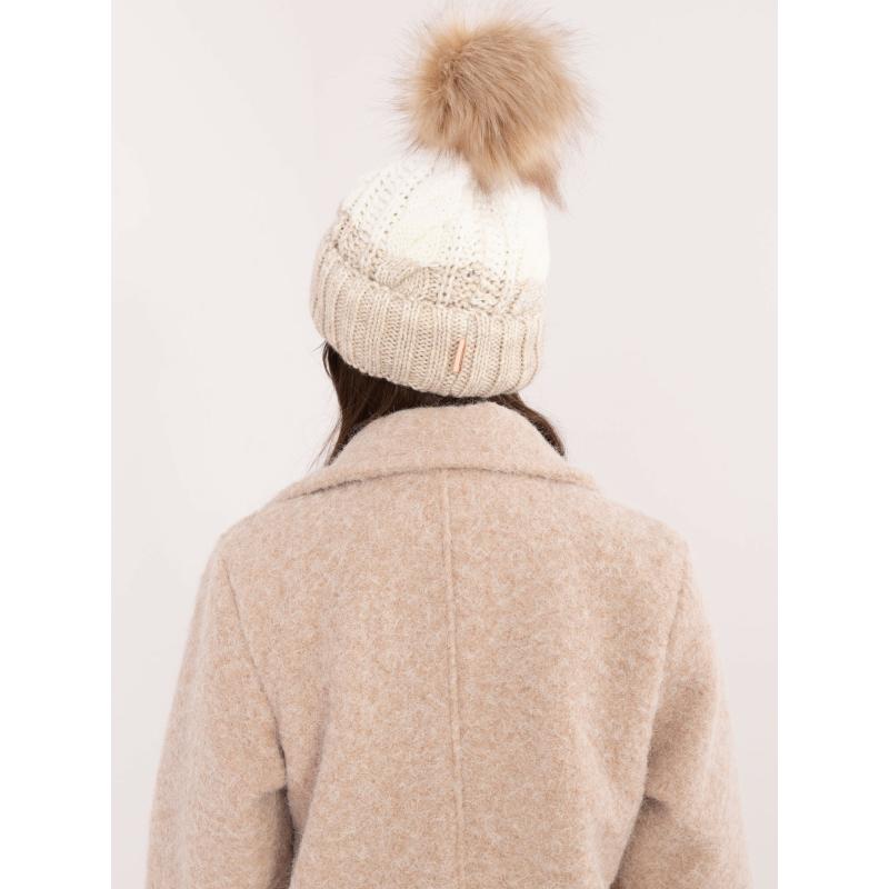 Női sapka pomponnal RUE PARIS bézs és ekrü színben