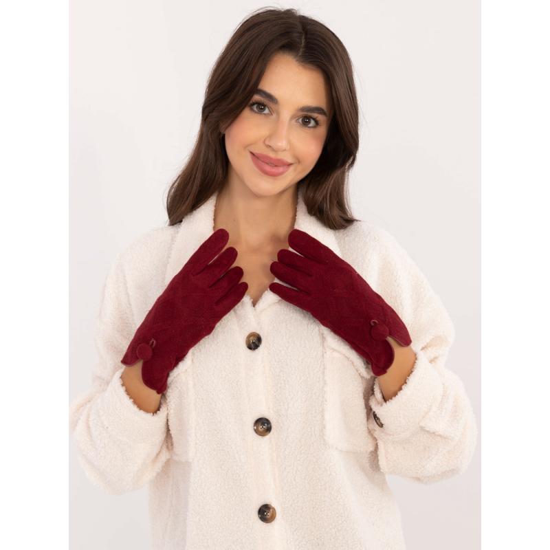 Dámské rukavice s knoflíkem bordó