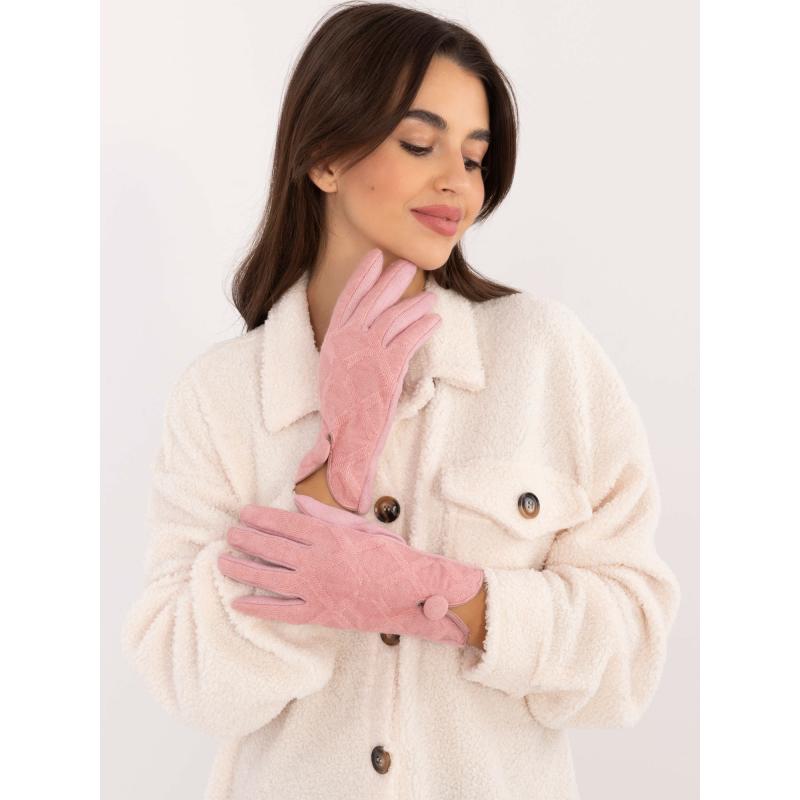 Dámské rukavice se vzorem světle růžové 